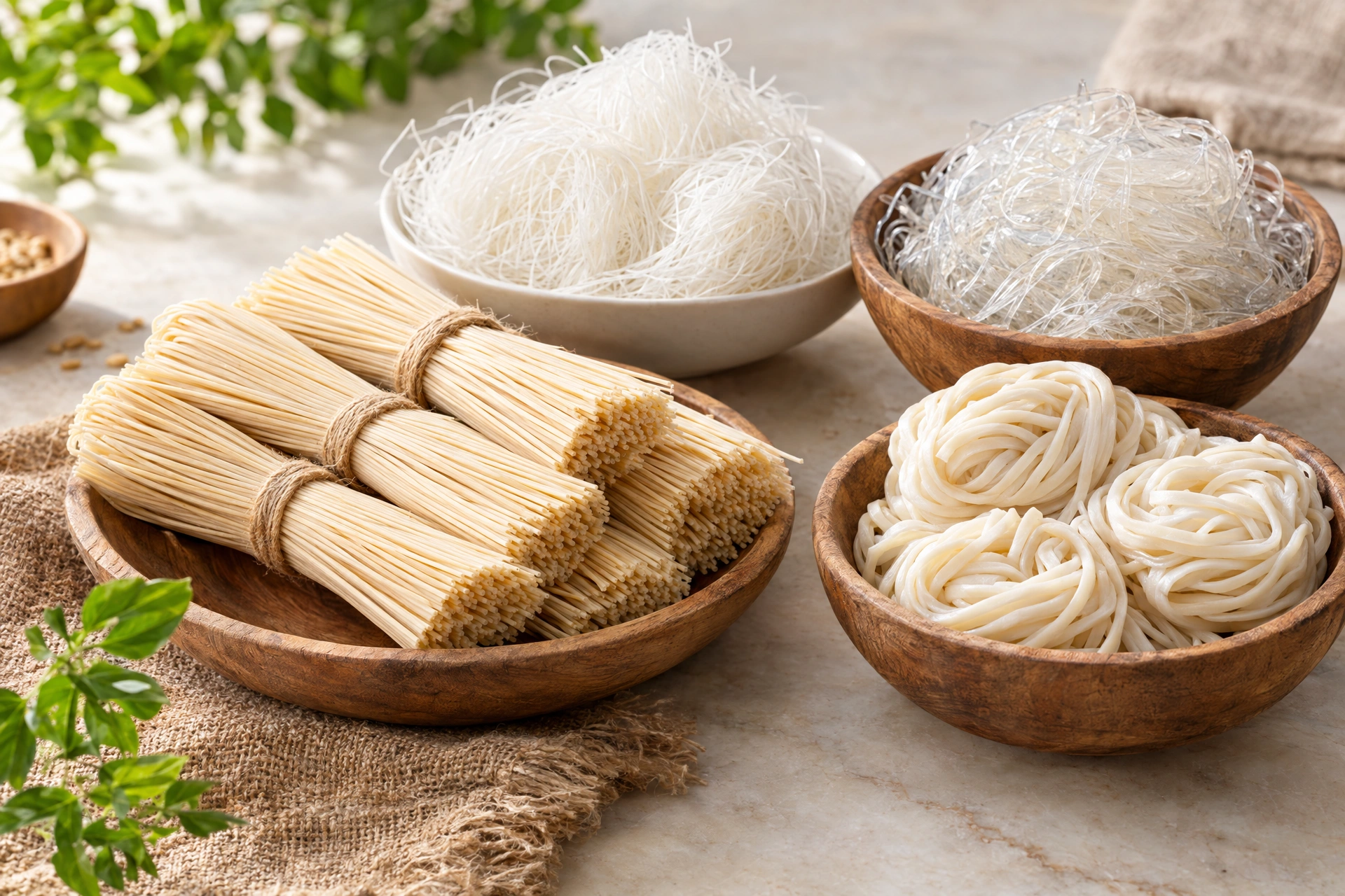Verschiedene asiatische Nudelsorten